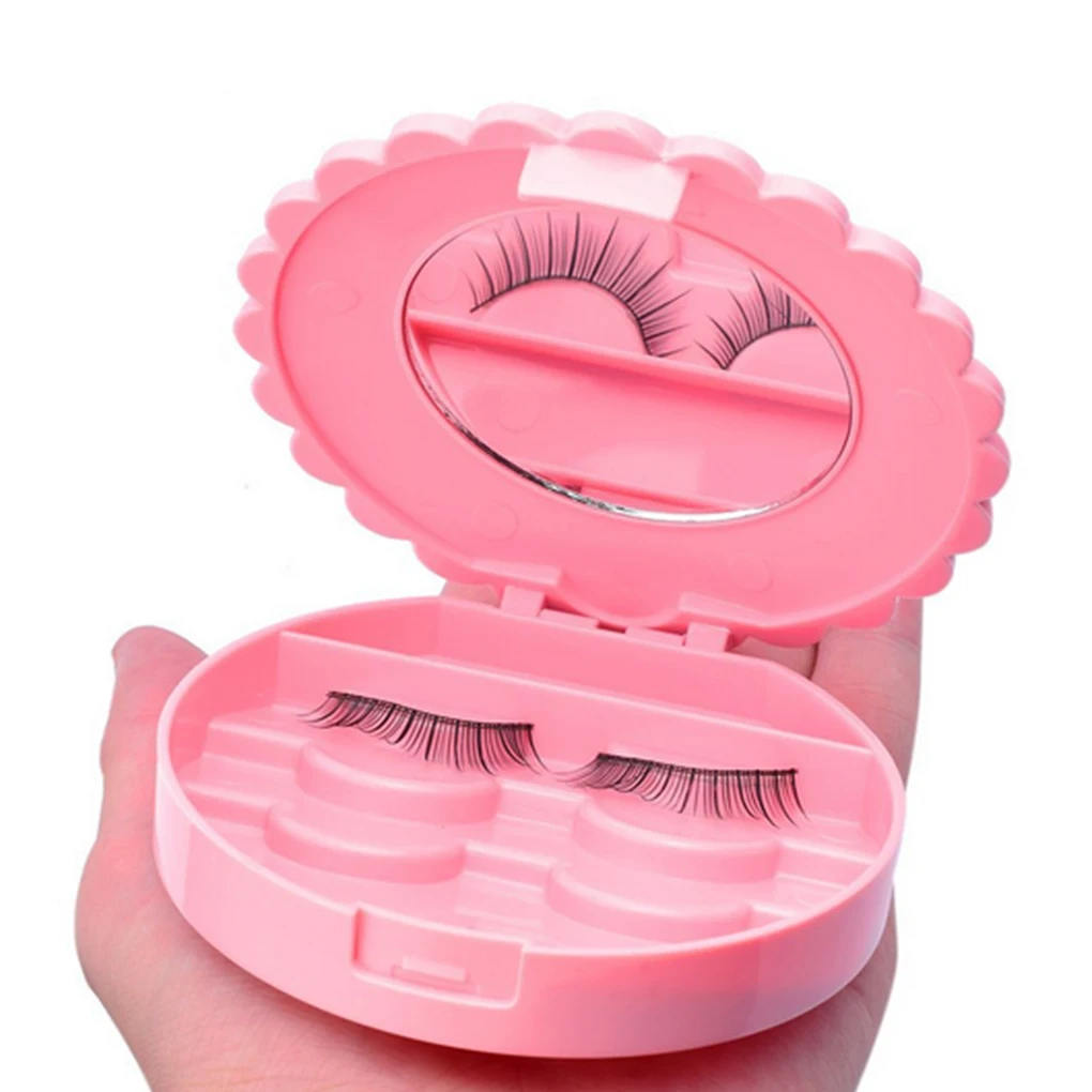 

Eyelash Storage Case Bow Fashionable with Mirror Three Tier Small False Eye Lash Box for Women Girls False Eyelashes Tools
