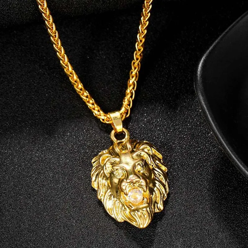 

Animal Long Hair Lion Head Pendant Necklace For Men