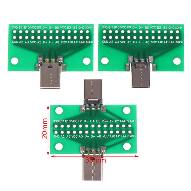 

Type-C Male To Female USB 3.1 Test PCB Board Adapter Type C 24P 2.54mm Connector Socket For Data Line Wire Cable Transfer