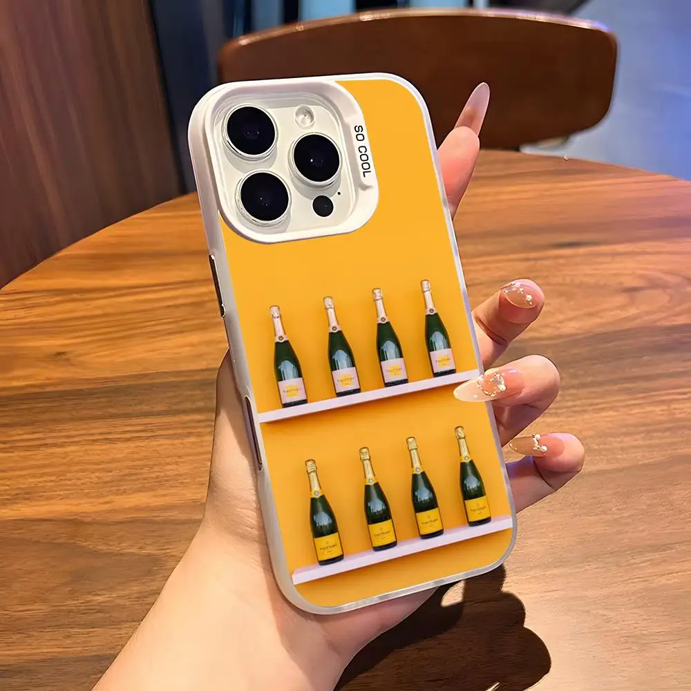 Фото Модный чехол V-Veuve Of C-Clicquot для iPhone 17 Air 16 15 14 Plus 13 12 11 Pro 7 8 XS Max XR, серебристо-белый, с бампером №4