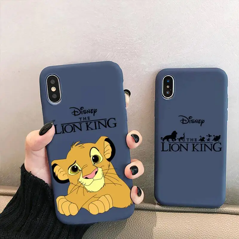 

disney lion king simba Phone Case for iPhone 13 12 mini 11 Pro XS MAX X XR 7 8 6 Plus Candy Color blue Soft Silicone Cover