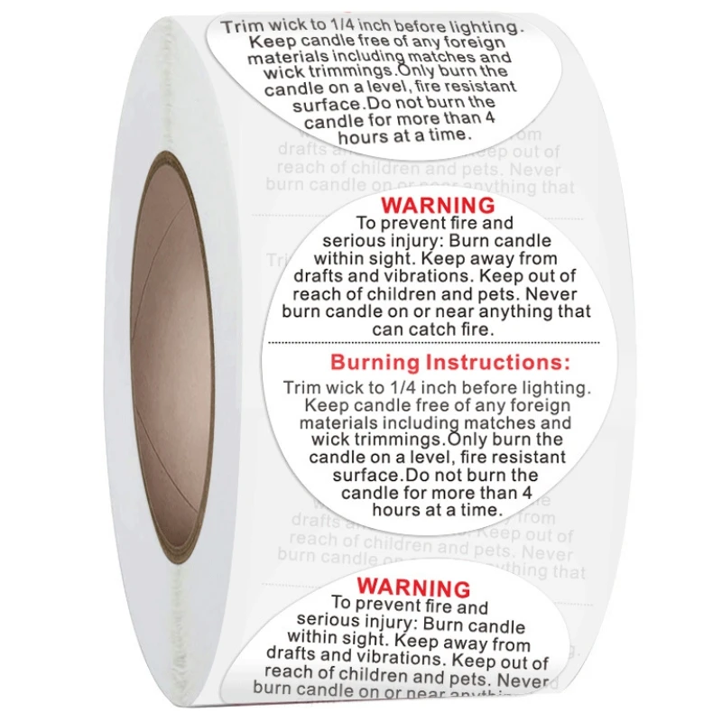 

100-500pcs Candle Warning Stickers 1inch/1.5inch Candle Jar Container Labels Wax Melting Safety Label