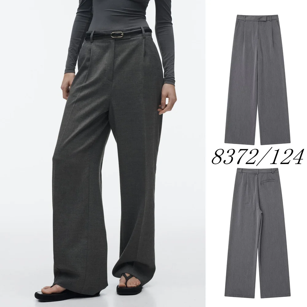 

Весенние Новые повседневные брюки UNIZERA женские многоцветные Пригородные свободные универсальные плиссированные прямые широкие брюки с вы...