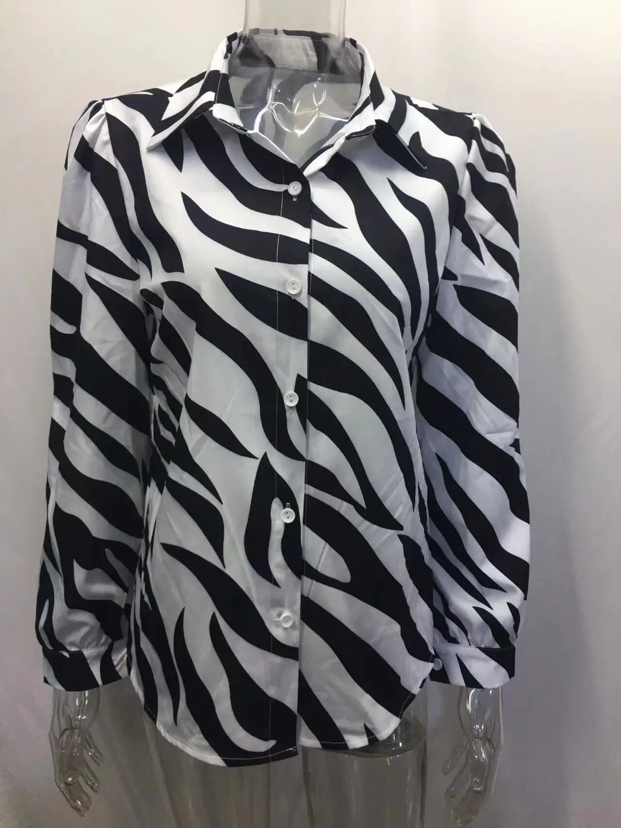 Новинка Осень 2022 женская рубашка с лацканами и принтом зебры Офисная Женская