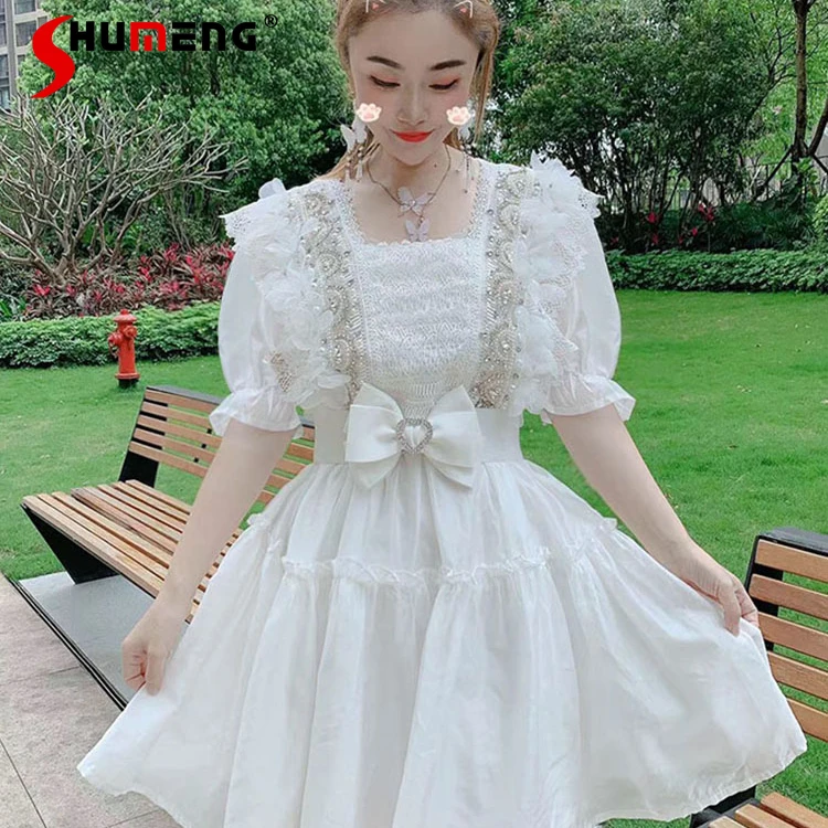 

Женское платье выше колена с бусинами, однотонное приталенное платье с квадратным вырезом, высокой талией и объемными цветами, лето 2022