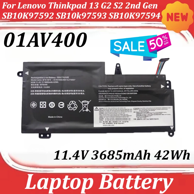 Фото Аккумулятор для ноутбука 11.4V 3685mAh 42Wh 01AV400 для Lenovo Thinkpad 13 G2 S2 2-го поколения SB10K97592 SB10k97593 SB10K97594 №1
