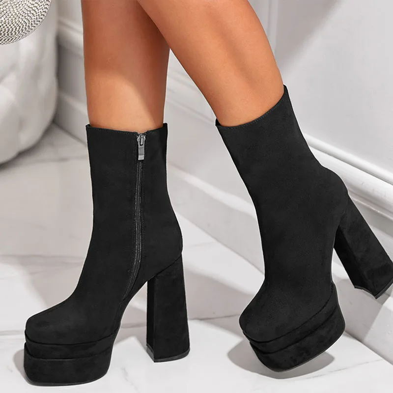 

Новинка 2023, женские ботинки, повседневные уличные туфли-лодочки, женская обувь на коротком каблуке, модные женские короткие ботинки на плат...