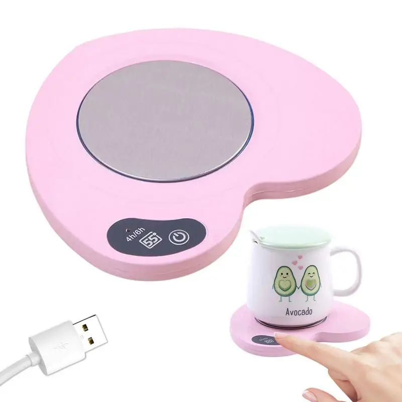 

USB Coaster Warmer Heart Shape Electric Constant Temperature Coasters Self Heating Heated Mug Drink Warmer Heated Warmer Cup Pad