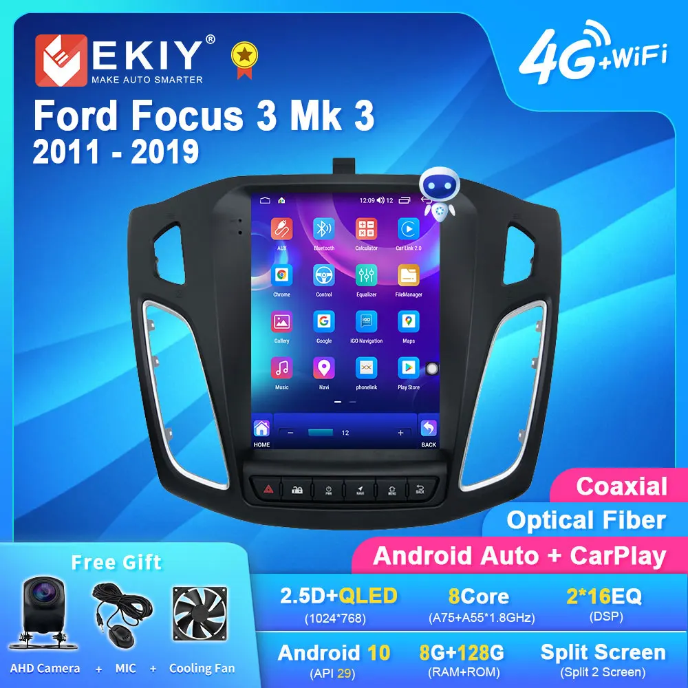 EKIY TT7 Car Radio 2 Din Android for Ford Focus Mk3 2011 - 2019 Multimedia Player Stereo Navigation GPS Carplay Head Unit DVD HU