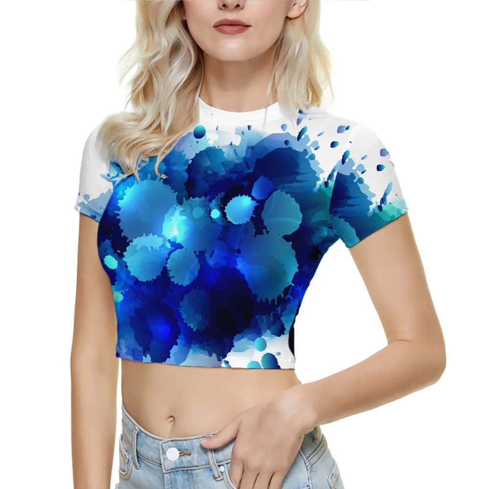 

Женская футболка с круглым вырезом, коротким рукавом и 3D-принтом