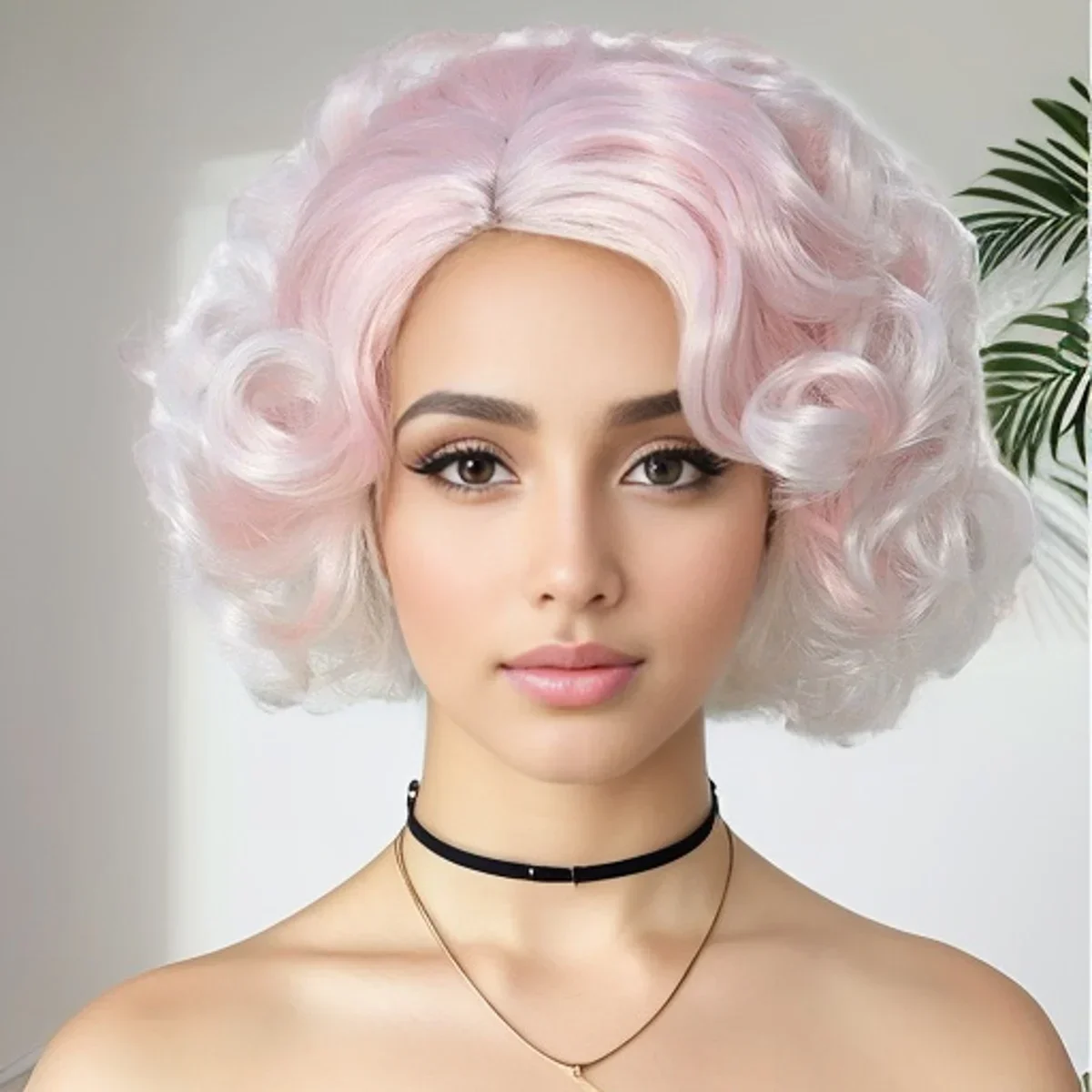 Ombre розовые вьющиеся волосы синтетические короткие большие волнистые парики для
