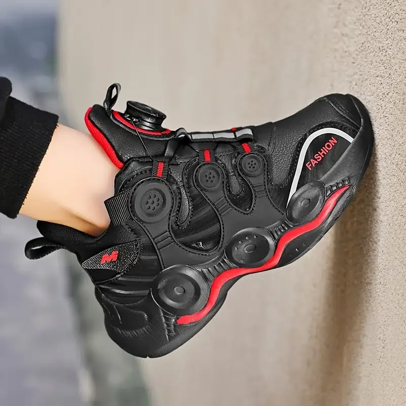 Children's Wear-resistant Basketball Shoes Cotton Adjustable Swivel Buckle Sports Shoes New Autumn And Winter