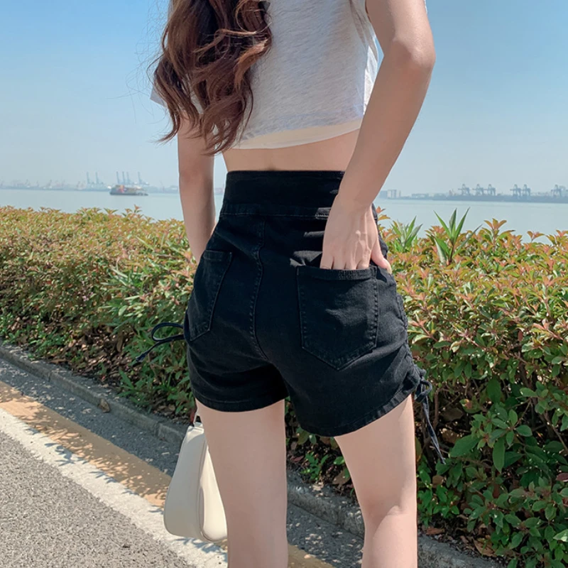 Shorts women's 2023 summer new Korean version design sense thin elastic high Fanny pack hip A-word hot pants