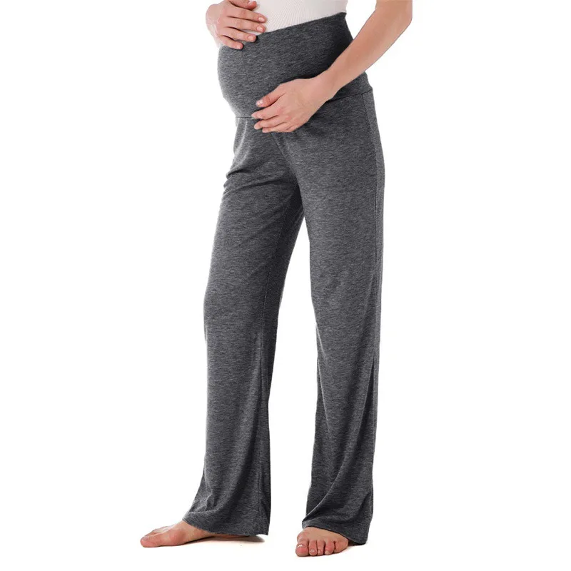 

Women Maternity Pants Stretch Comfy Lounge Pants Wide/Straight Versatile Pregnancy Trousers Mama Lounge Pants Women With Pockets