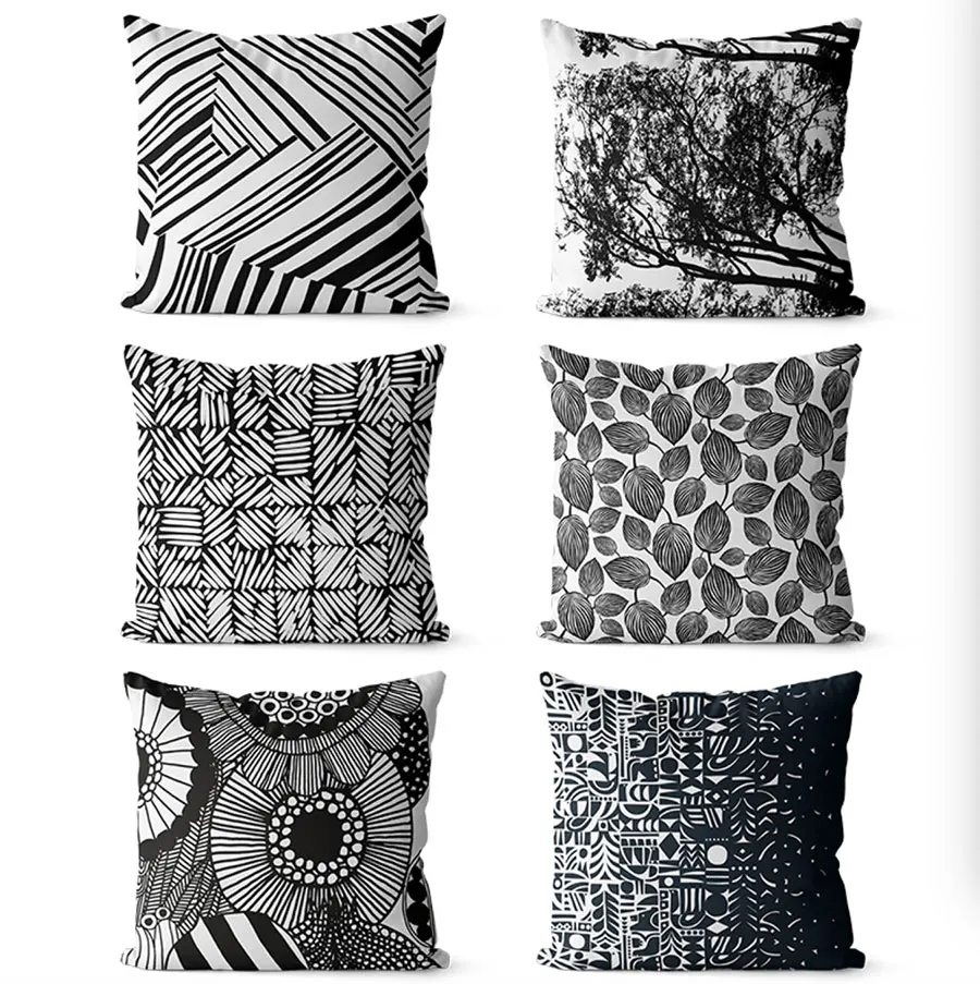 

Free Shipping!!Fashion geometric black square throw pillow/almofadas case 45 53,scenery tree flower cushion cover home decore