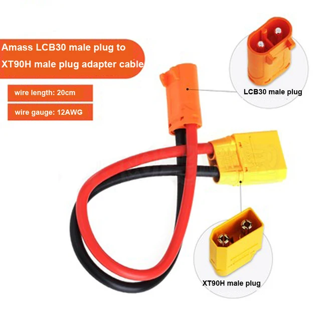 LCB30M to XT90M 20cm 12AWG cable adapter