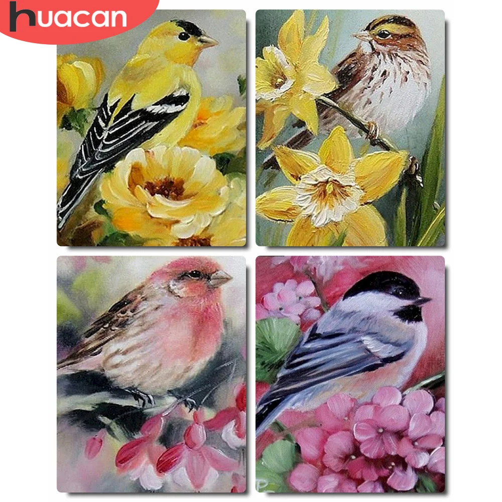 

HUACAN Wall Art Oil Painting By Number Flower Bird Handpainted Picture By Number Animal Drawing On Canvas For Living Room