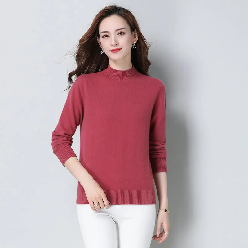 2022 Winter Women Soft Warm Rabbit Wool Pullover Sweaters Red Black White Grey Blue Plain Knitted Pull Tops Ladies Knitwear