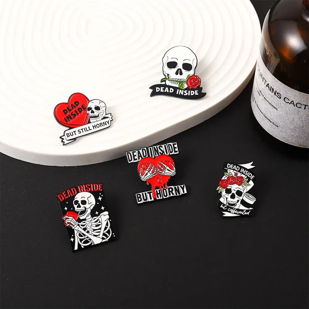 

Scary Funny Skeletion Male Ghost Female Gothic Halloween Enamel Pins Korean Style Brooch Women Scarf Pins Clothes Decor