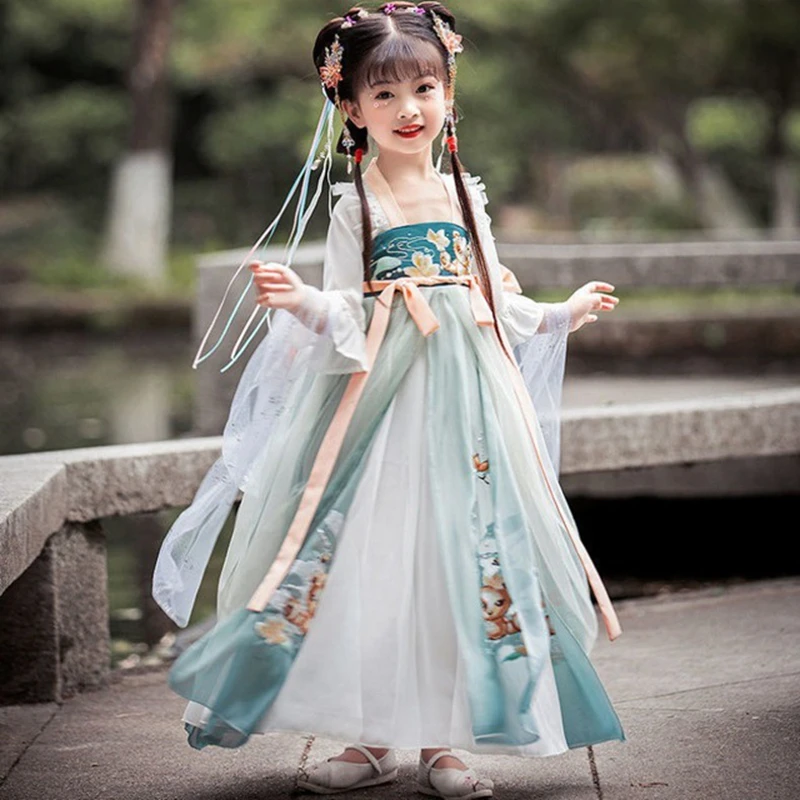 

Детский костюм Hanfu для девочек, на лето/осень, 2022