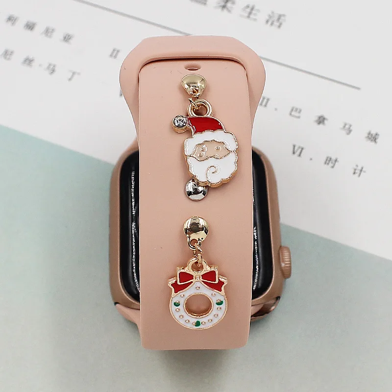

Рождественское украшение для браслета Apple watch, ювелирные изделия, подвески для iWatch/Galaxy watch 4/Classic/3, силиконовый ремешок, аксессуары