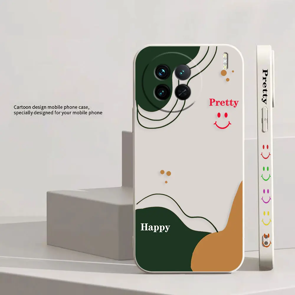 Pretty Smile Phone Case For VIVO X21I X21S X23 X27 X30 X50 X60 X70 X80 X90 PRO PLUS Colour Liquid Case Cover Funda Shell Capa