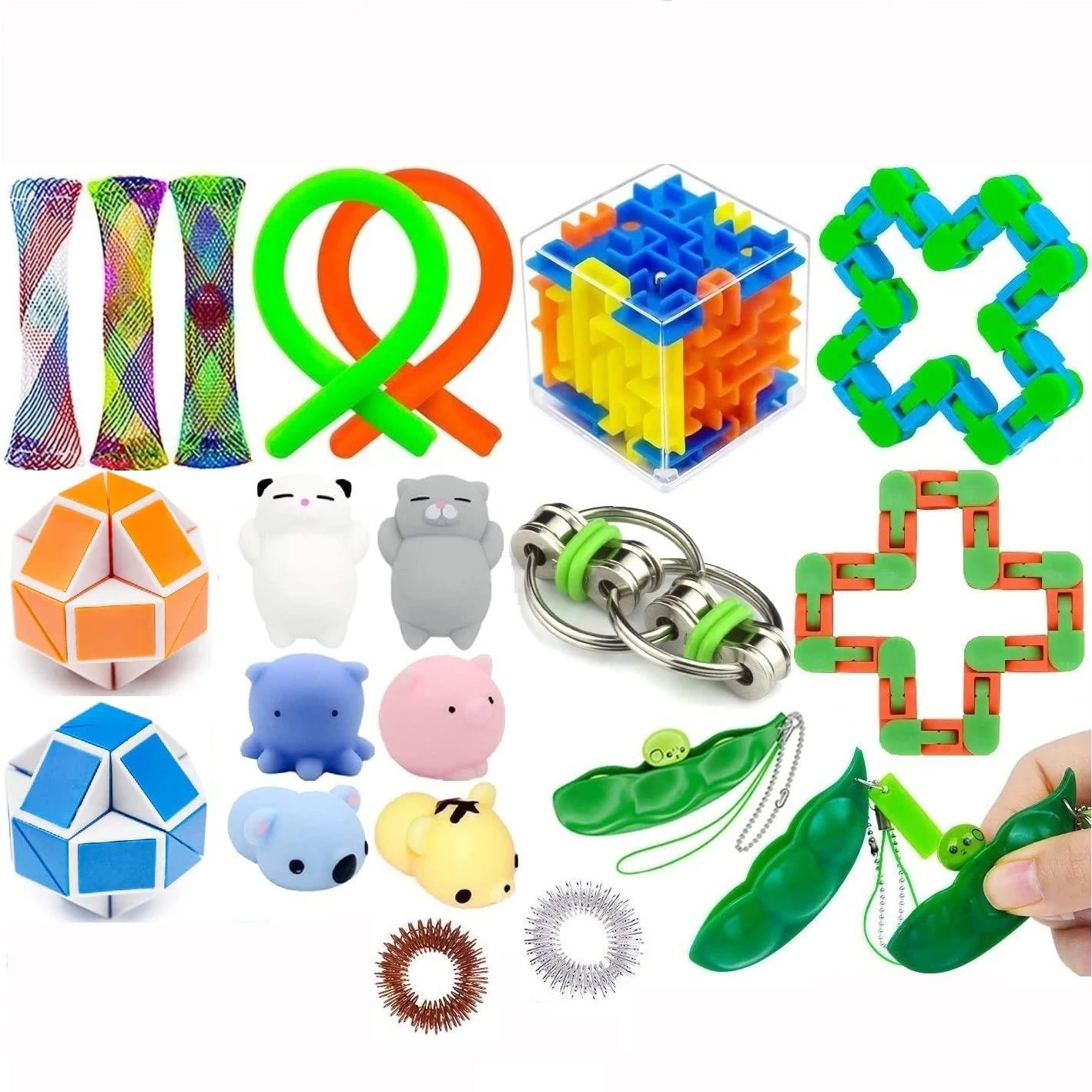 

22 Pack Sensory Fidget Toys Set Push Pop Bubble Mochi Simple Dimple Squeeze Soybean Maze Cube Stress Relief Anti-Anxiety Toy