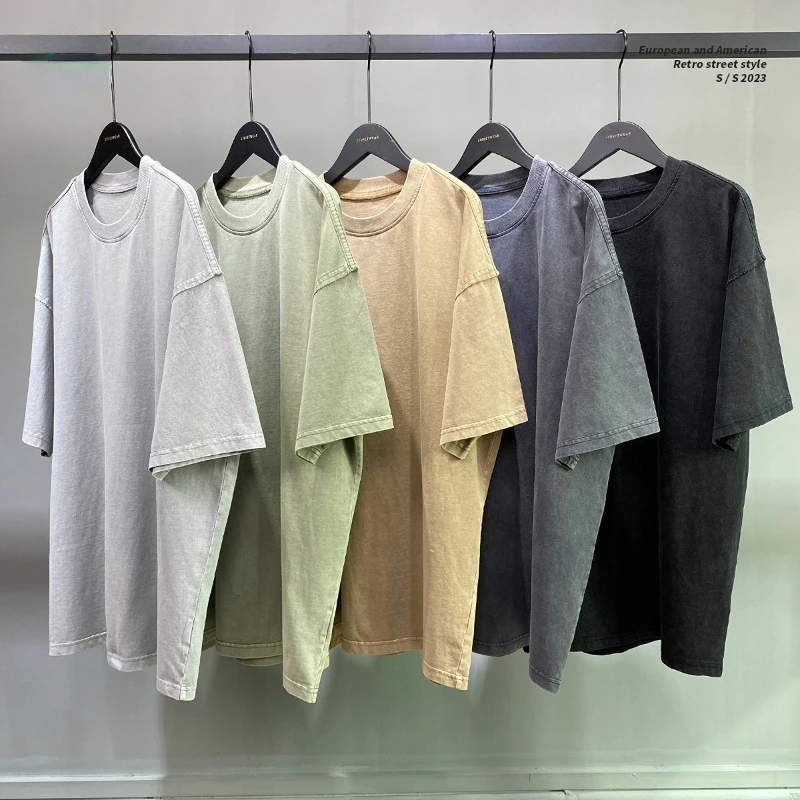 

Мужская футболка женская одежда Новинка весна-лето 2023 модный брендовый Свободный жилет с краями стирать воду батик старые с коротким рукав...