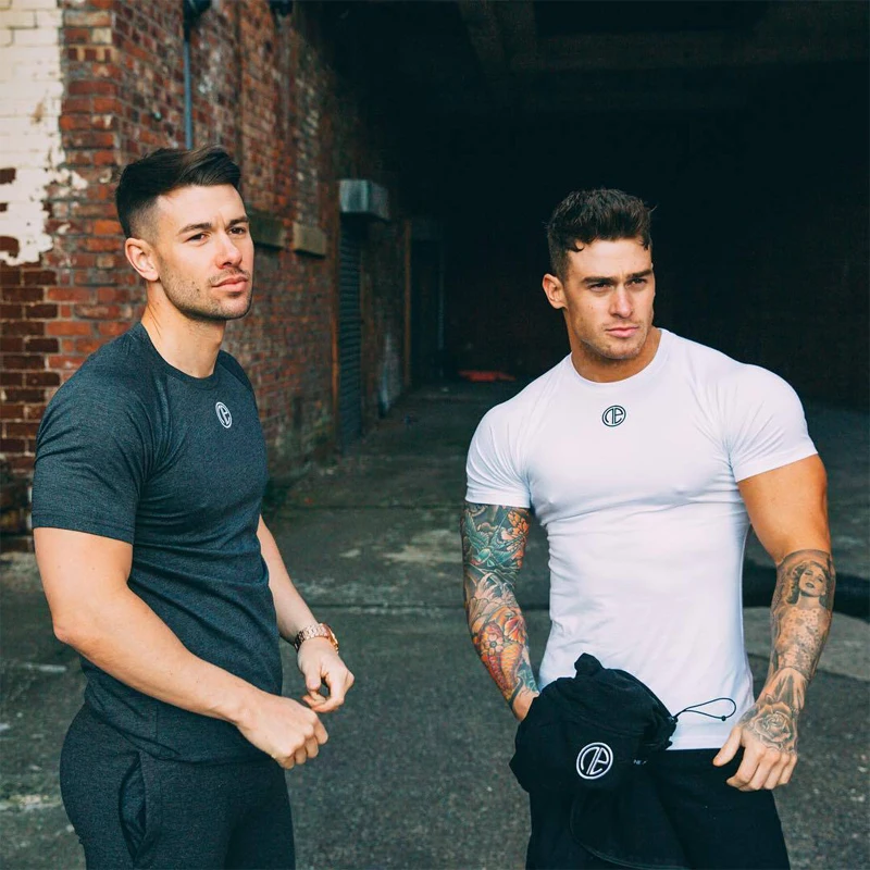 

Ropa de moda de verano para hombre, camiseta de tendencia deportiva y de ocio para gimnasio, correr, entrenamiento, algodón, cue