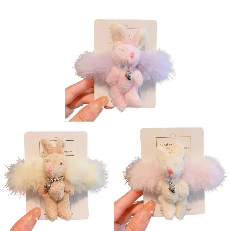 

Plush Rabbit Hair Scrunchies Updo Hairtie Hair Bun Hairpiece Lady Headdress