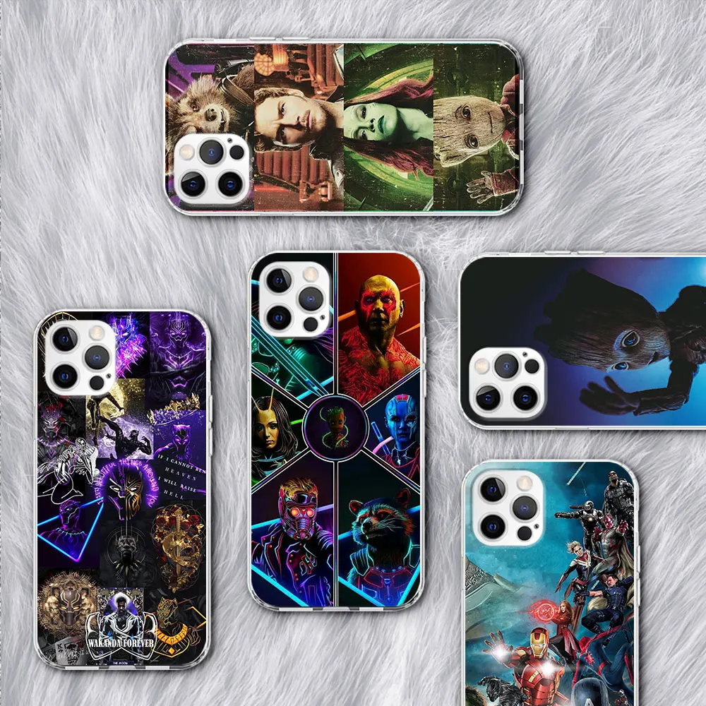 

Marvel Avengers Case for Apple iPhone 11 14 Pro Max Cases 13 12 Mini XR XS 7 8 X 6 6s Plus SE 2020 2022 5s Clear TPU Phone Cover