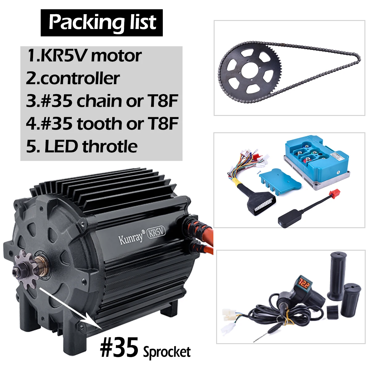 Фото Kunray KR5V Электрический BLDC мотор наборы 72V 5000W двигатель для Go Karts/скутер/электрический мотоцикл DIY система двигателя №2