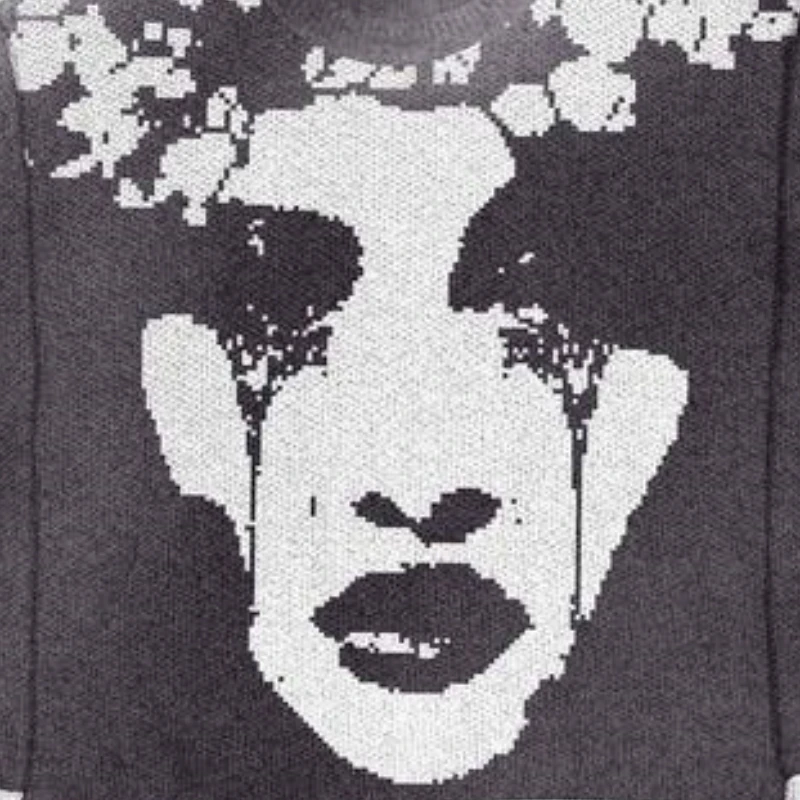 Y2K аниме вязаный свитер 2024 Новинка Хип-хоп рэп ретро свободная термостойкая