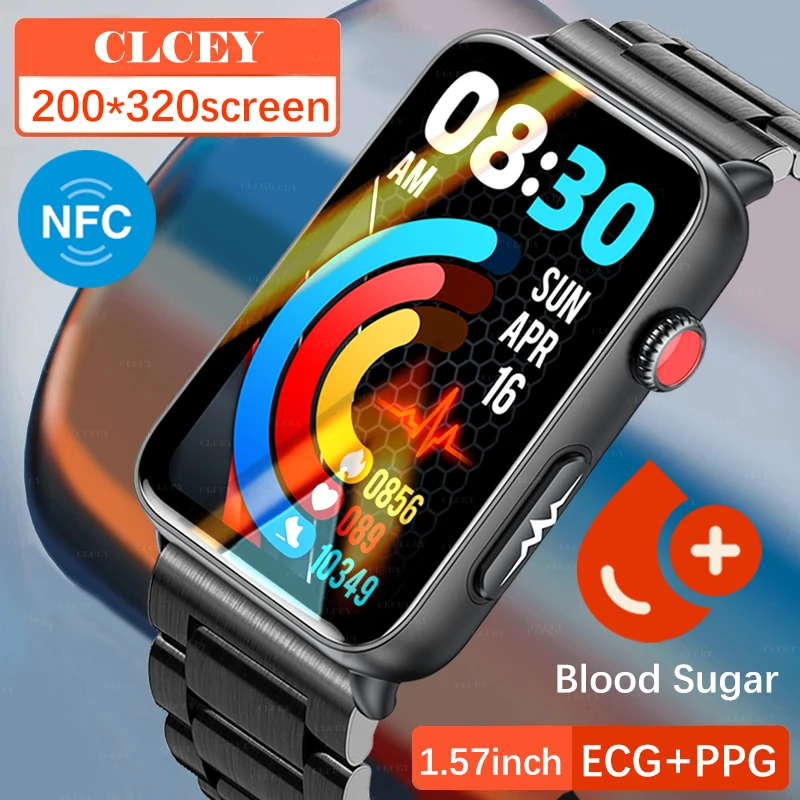 

2023 New Women Smart Watch Non invasive Blood Glucometer ECG+PPG Professional Smart Watch Thermometer Call Waterproof Men Watch