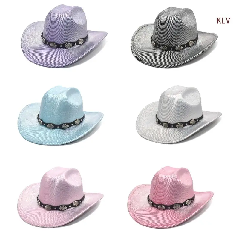 

Cowgirl Hat Flickering Cowboy Hat Glitters for Music Festivals Glitters Cowboy Hat Versatile Knight Hat