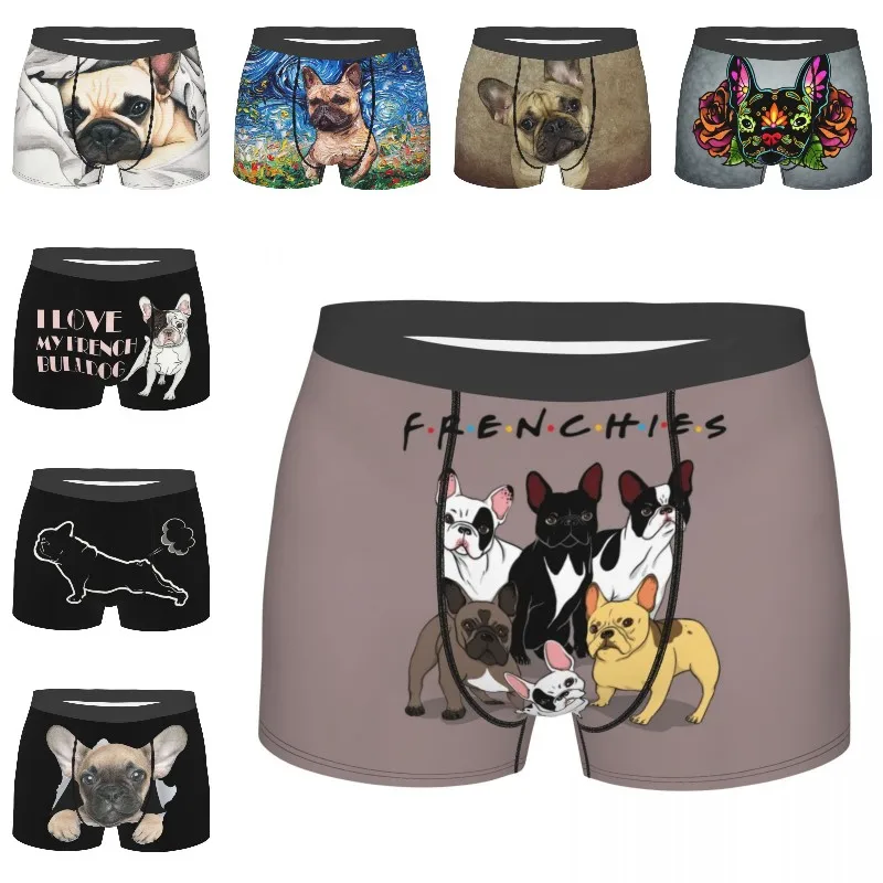

Забавное нижнее белье с французскими бульдогами на заказ, Мужские дышащие трусы-боксеры с собаками и животными, мягкое нижнее белье для муж...