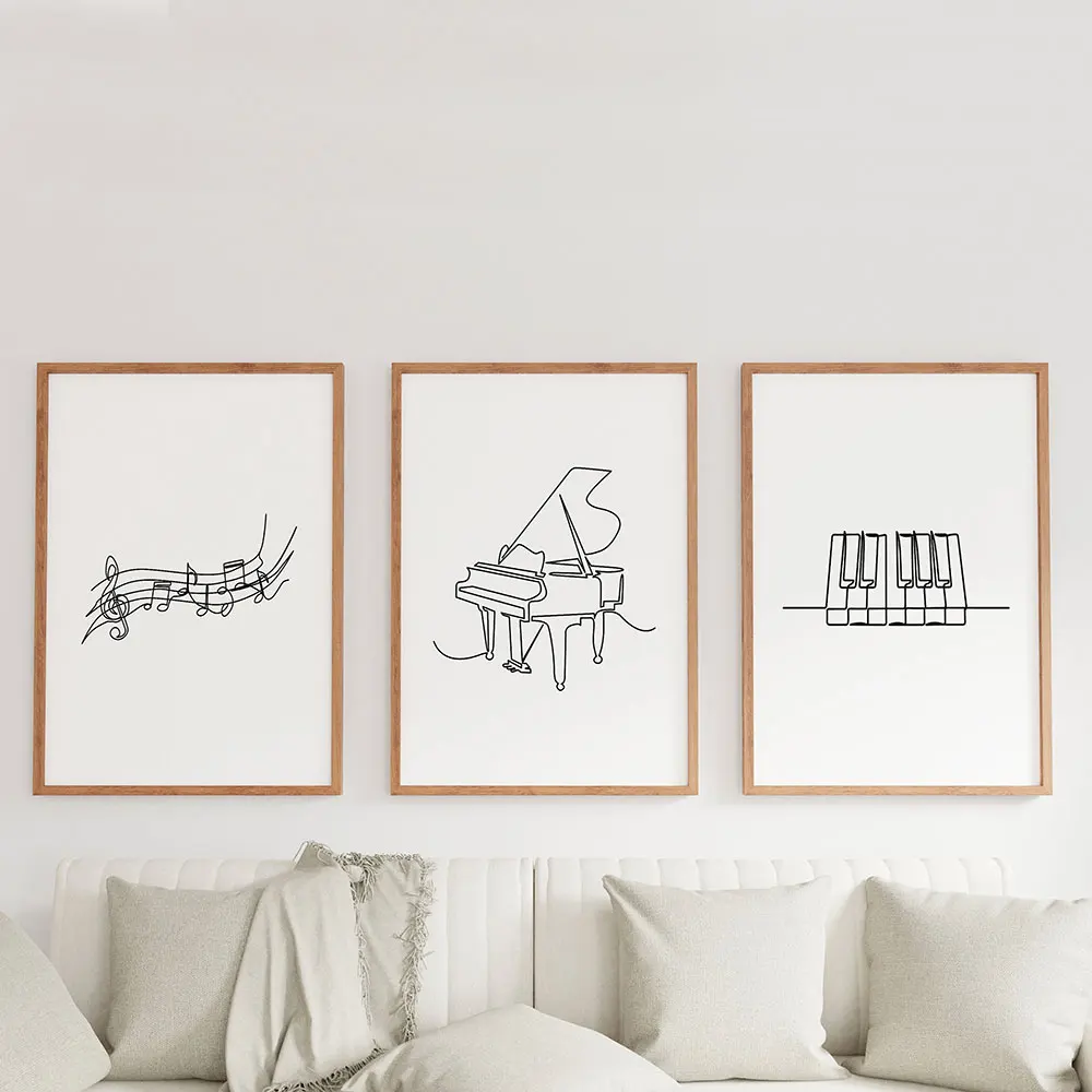 Piano Posters Black and White Piano Keyboard Sheet Music Not