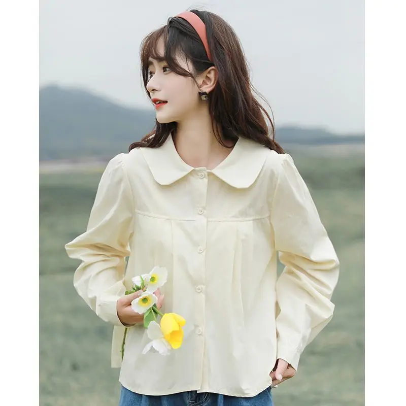Женская рубашка с длинным рукавом Повседневная в японском стиле для осени 2024