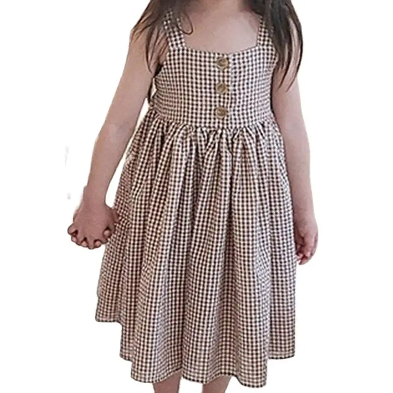

Dress 2021 New Summer Dress Kids Clothes Girls Dress For Girls Children Clothes Girl Plaid Suspender Dress Princess Dress
