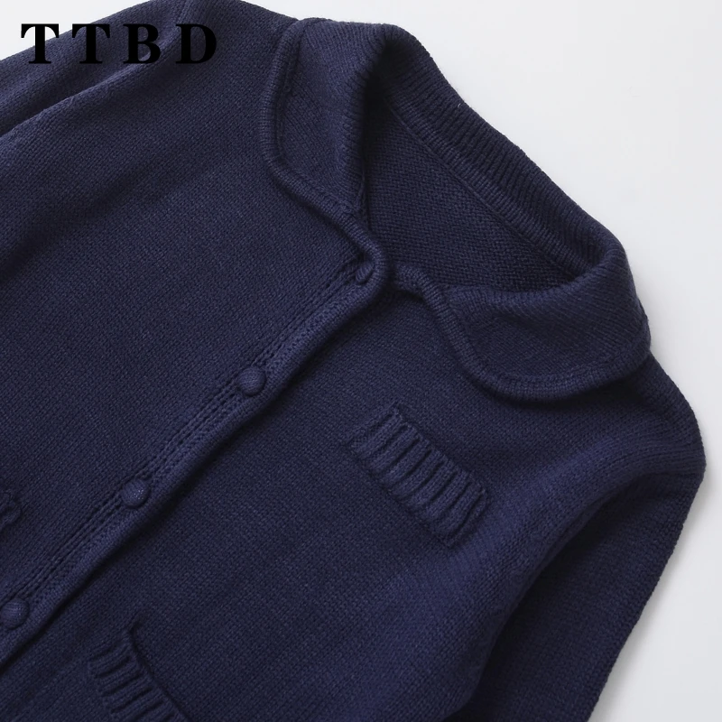 TTBD 2024 новый осенний женский повседневный вязаный однобортный кардиган винтажный