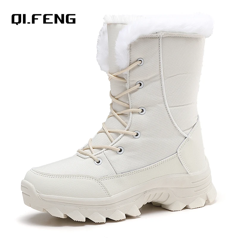 Теплые зимние ботинки с высоким верхом женская обувь теплая устойчивая к холоду