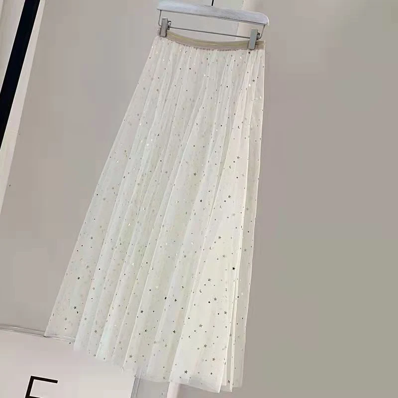 Юбка Lucyever женская прозрачная сетчатая модная длинная трапециевидная юбка с