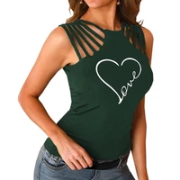 off shoulder t shirt love valentine heart hollow sexy outer wear knitted ladies vest casual tee clothes y2k top