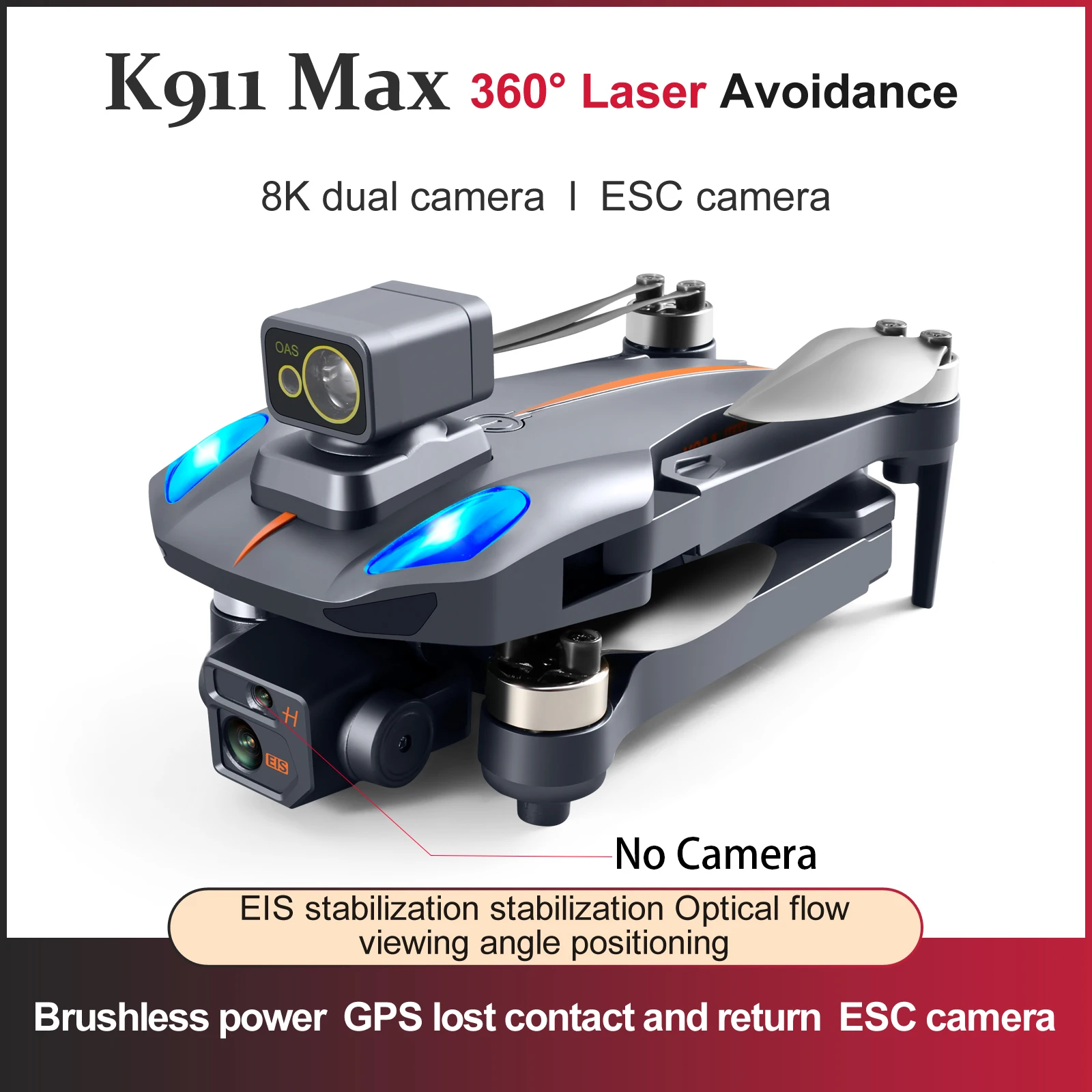 K911 Максимальный GPS Дрон 4К Профессиональное избегание препятствий 8К Двойная HD камера Бесщеточный двигатель Складной квадрокоптер RC Дистанция 1200М