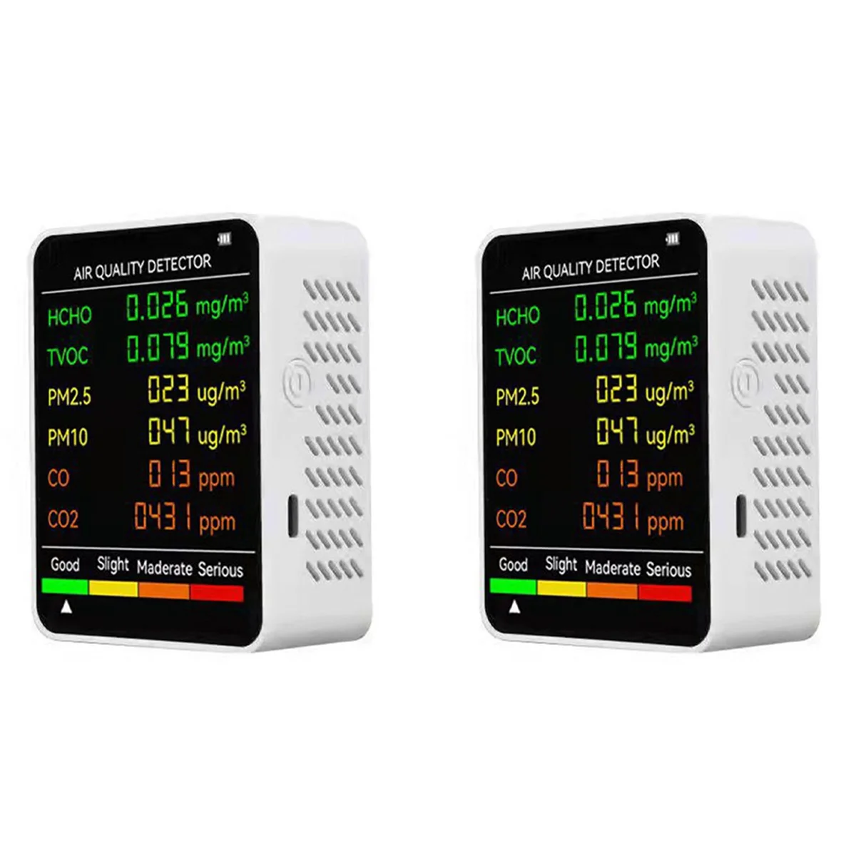 

2X 6 in 1 PM2.5 PM10 HCHO TVOC CO CO2 Air Quality Detector CO CO2 Formaldehyde Monitor Office Air Quality Tester,White