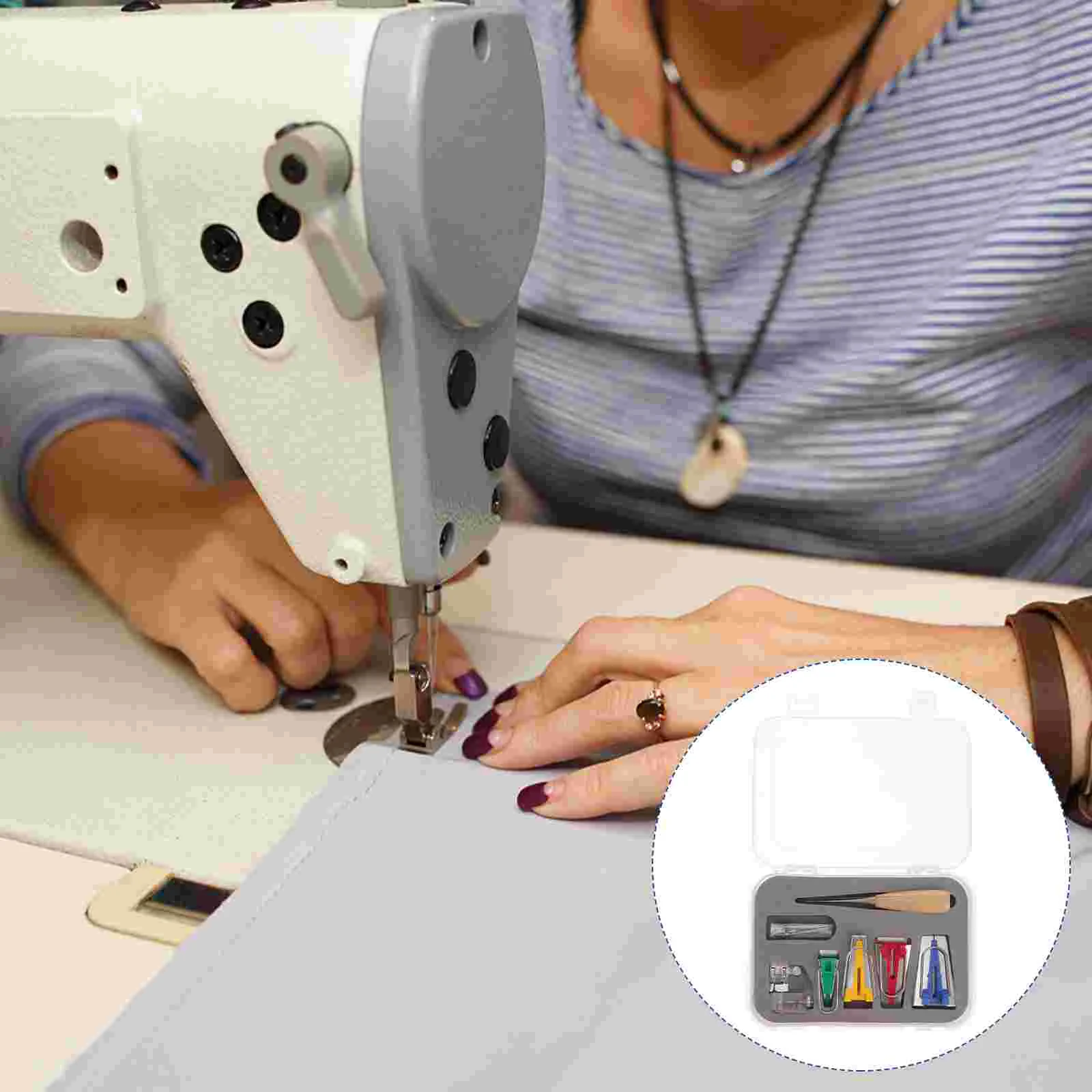 

Tape Maker Sewing Binding Kit Makers Fabric Clips Set Quilting Foot Tools Machine Handle Binder Presser Craft Tool Simplicity