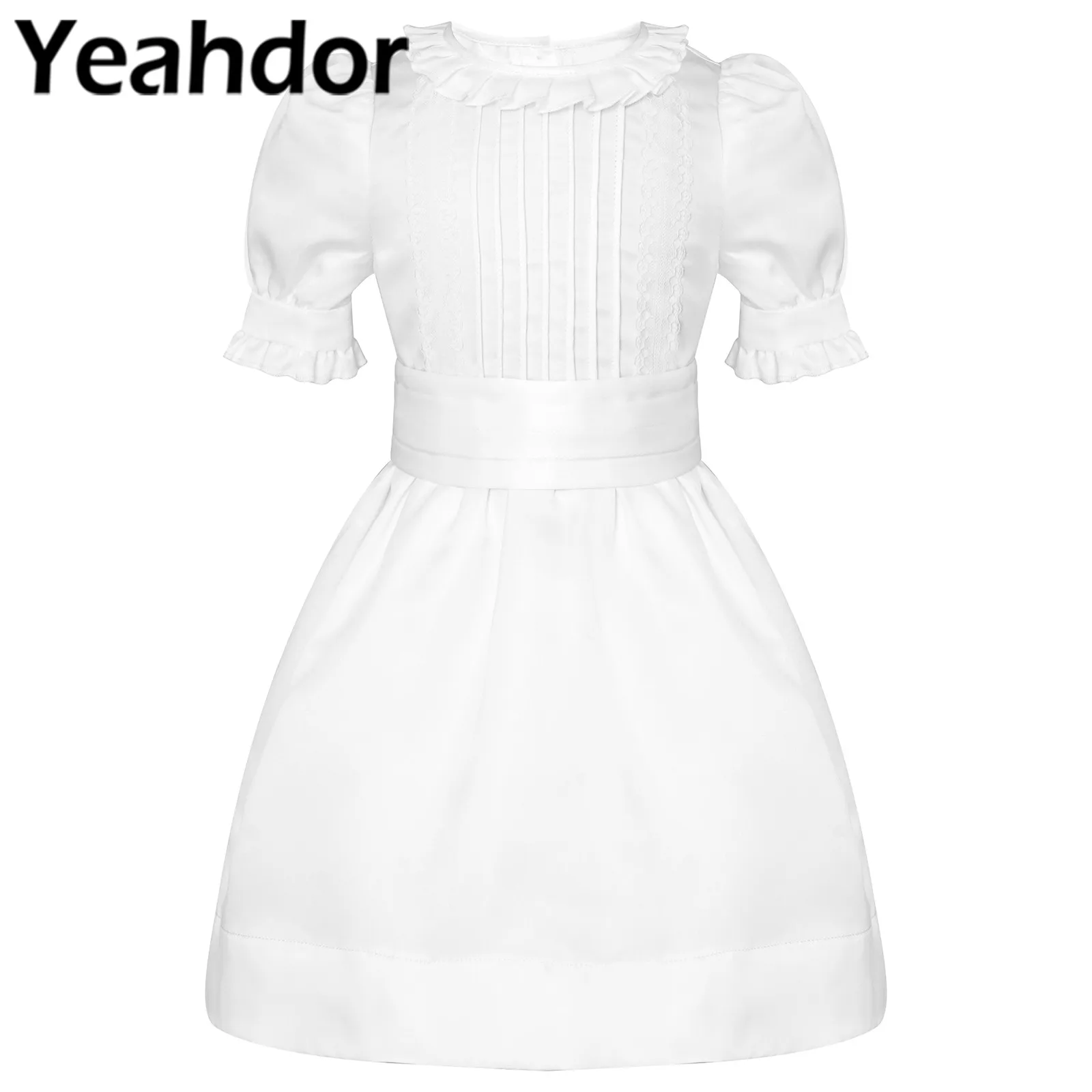 

Платья для новорожденных девочек с круглым вырезом и рюшами, платье для девочек на свадьбу, день рождения, вечеринку, Крещение, белое платье