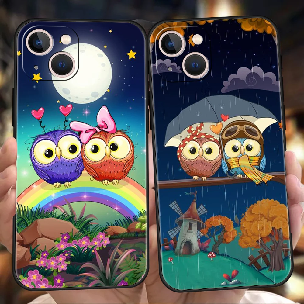 

Cute Cartoon Owl Phone Case Cover for iPhone 14 13 12 11 Pro Max 7 8 Plus XR XS X SE 2020 13 Mini Silicone Soft Fundas Shell Bag