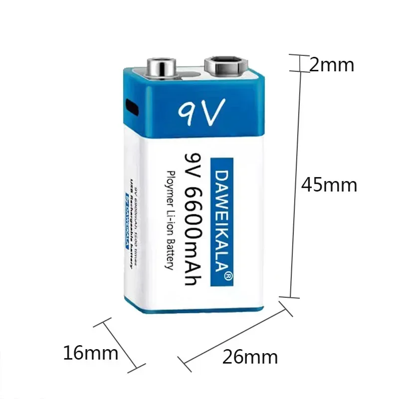 DAWEIKALA 9V6600mah литиевая перезаряжаемая батарея