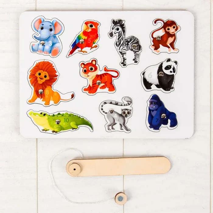 Настольная игра. Магнитная рыбалка для детей Животные зоопарка Лесная